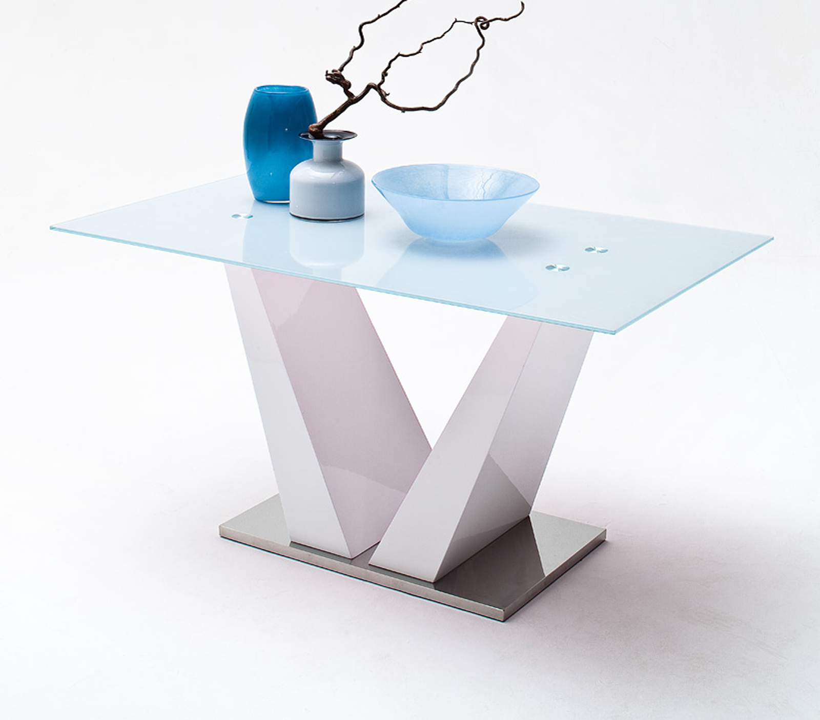 Esstisch Franjo Hochglanz Weiss Glastisch 150 Cm
