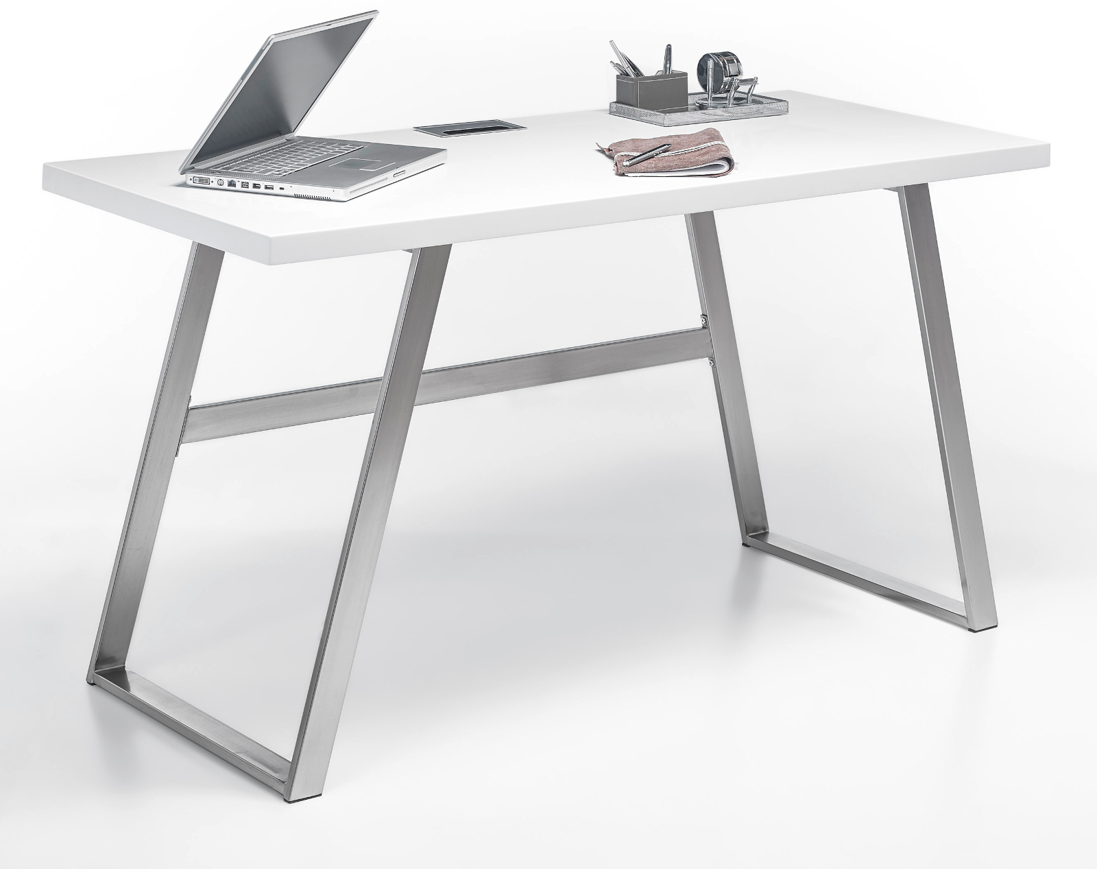 Schreibtisch Andria matt weiß Lack 140 cm