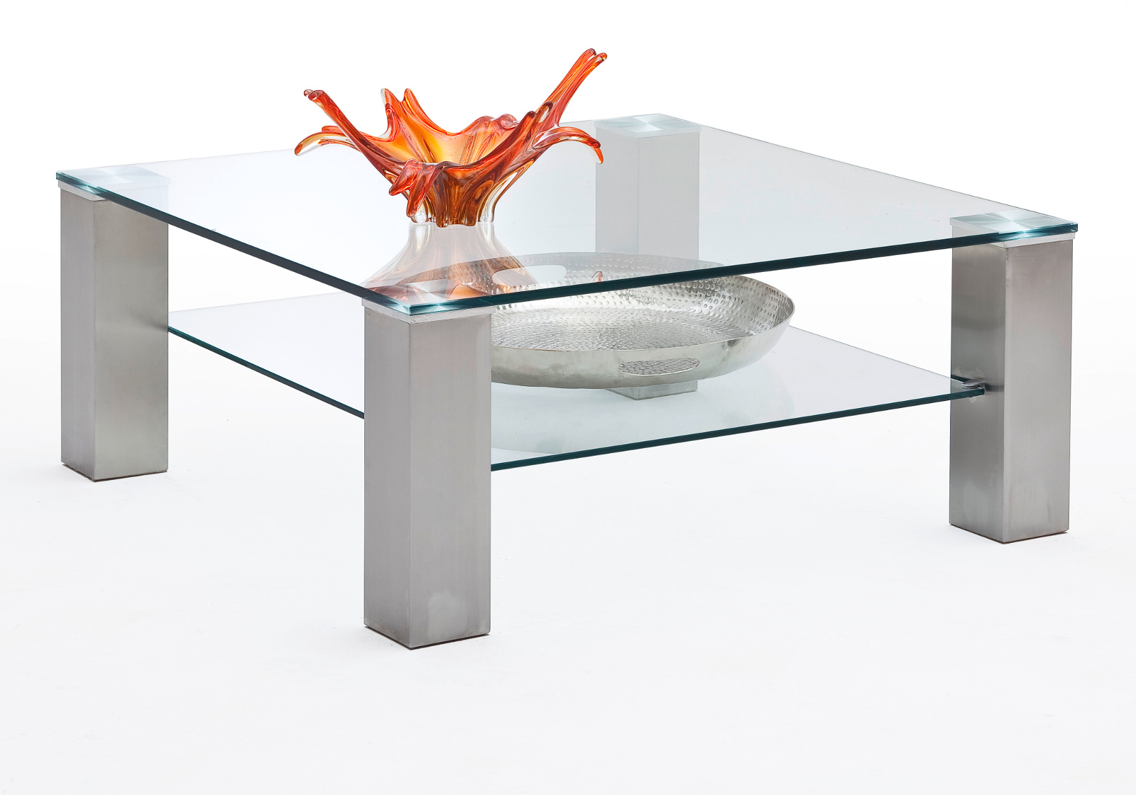 Couchtisch Asta Glas und Metall 90 cm