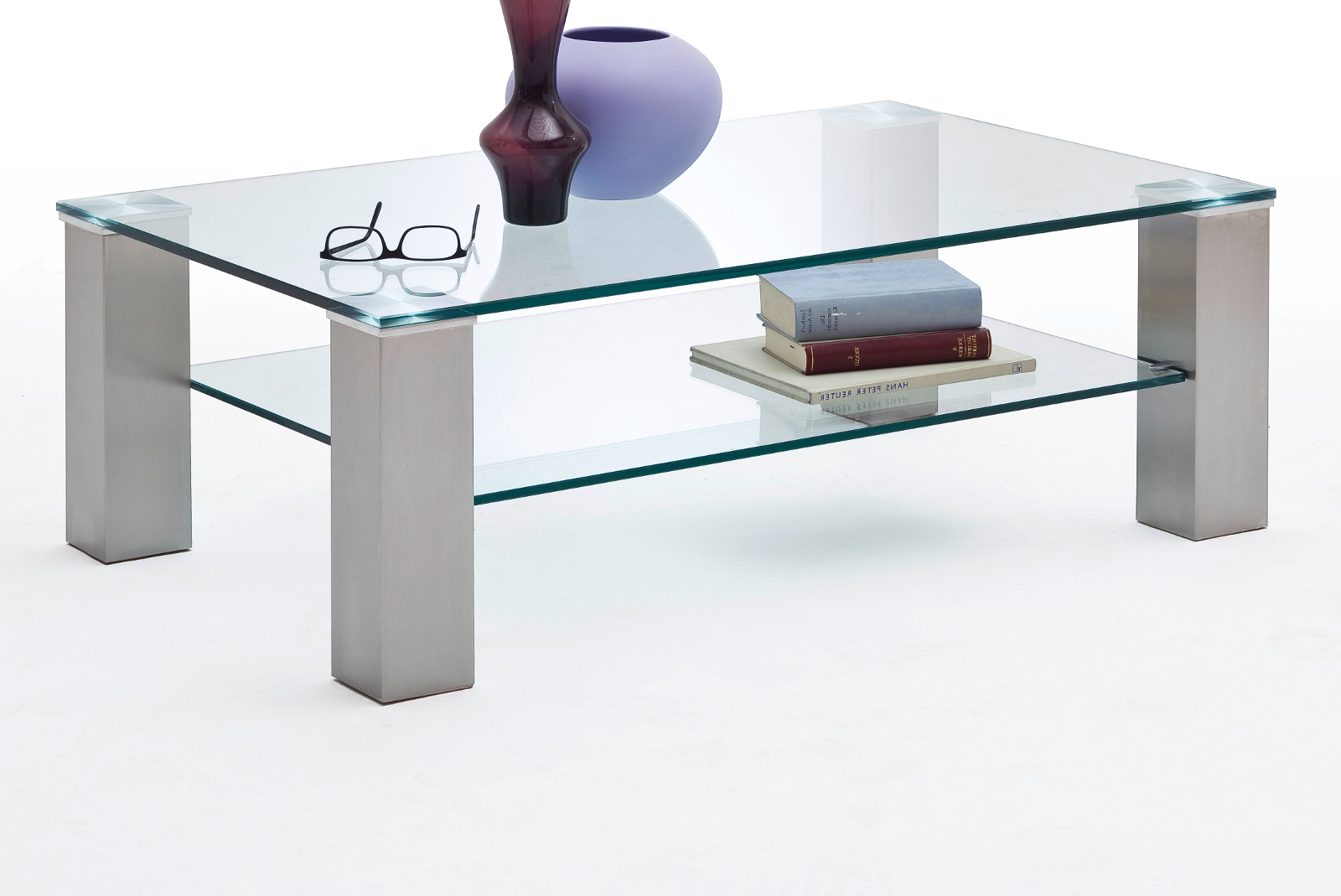 Couchtisch Asta Glas und Metall 110 cm
