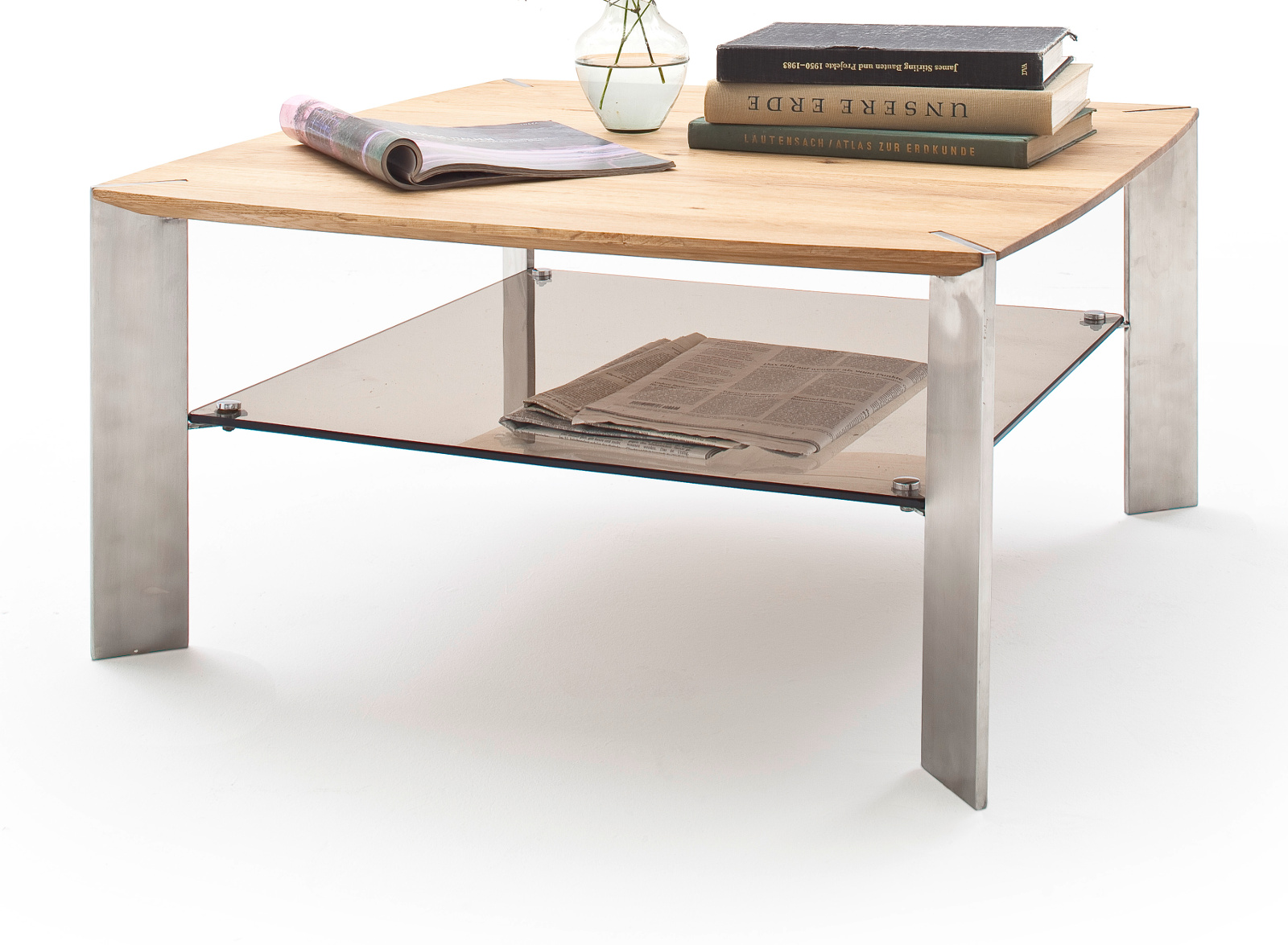 Couchtisch Nelia In Asteiche Massiv Und Glas 80 Cm
