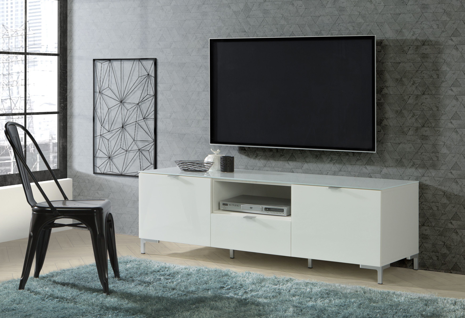 TVLowboard Onrie weiß Glas Hochglanz 150 cm