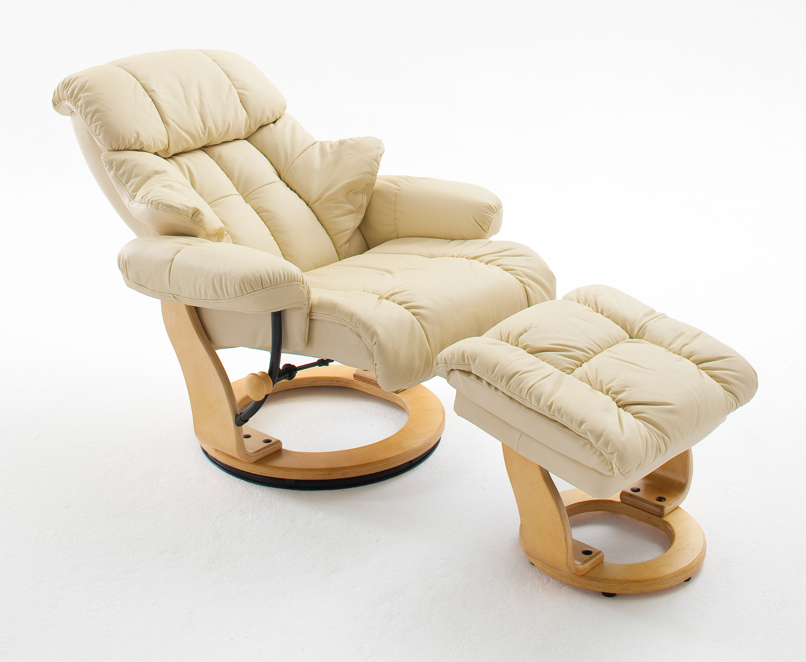 Relaxsessel Calgary Creme Leder mit Hocker