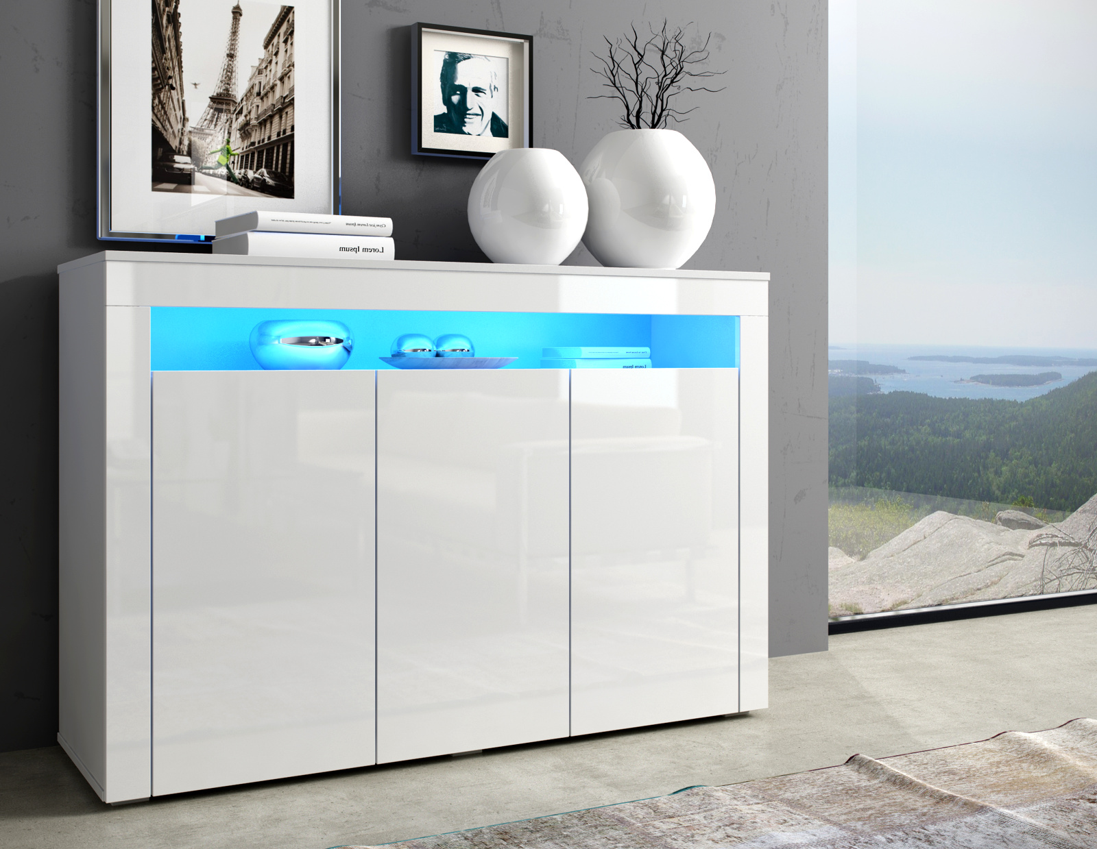Kommode Sideboard Lowboard FRANKA mit Led Beleuchtung 