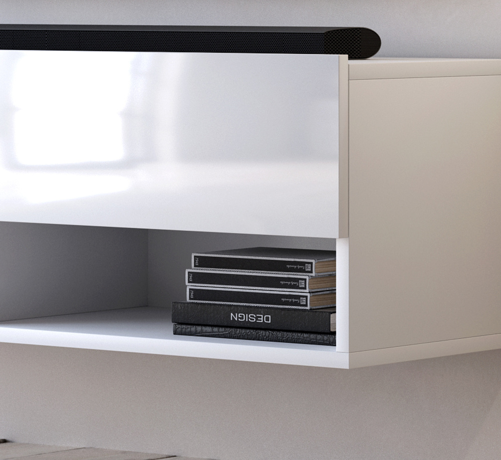 Tv Lowboard Epsom In Weiss Hochglanz 200 X 30 Cm