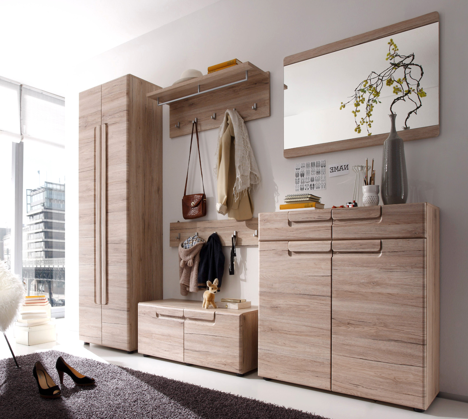 Garderobe Malea Eiche San Remo Set 2teilig 90 cm