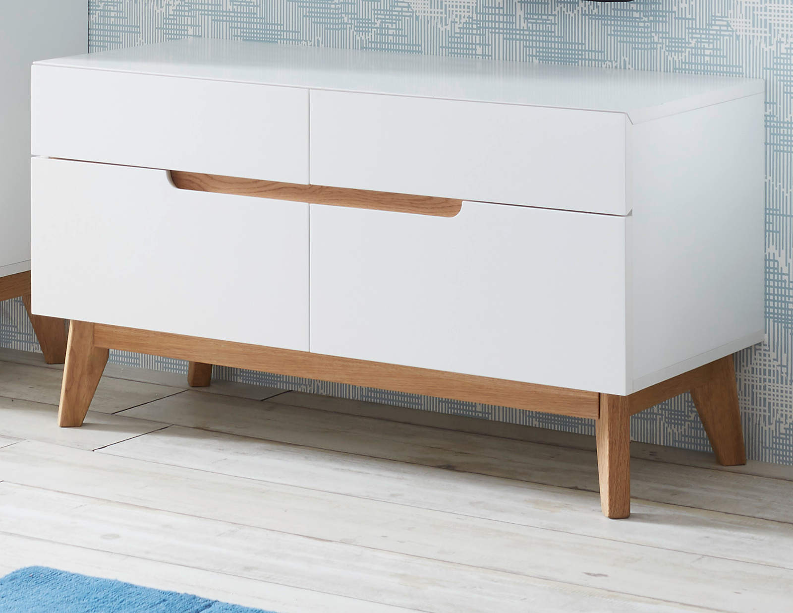 Garderobenbank Cervo Matt Weiss Lack Und Asteiche 97cm