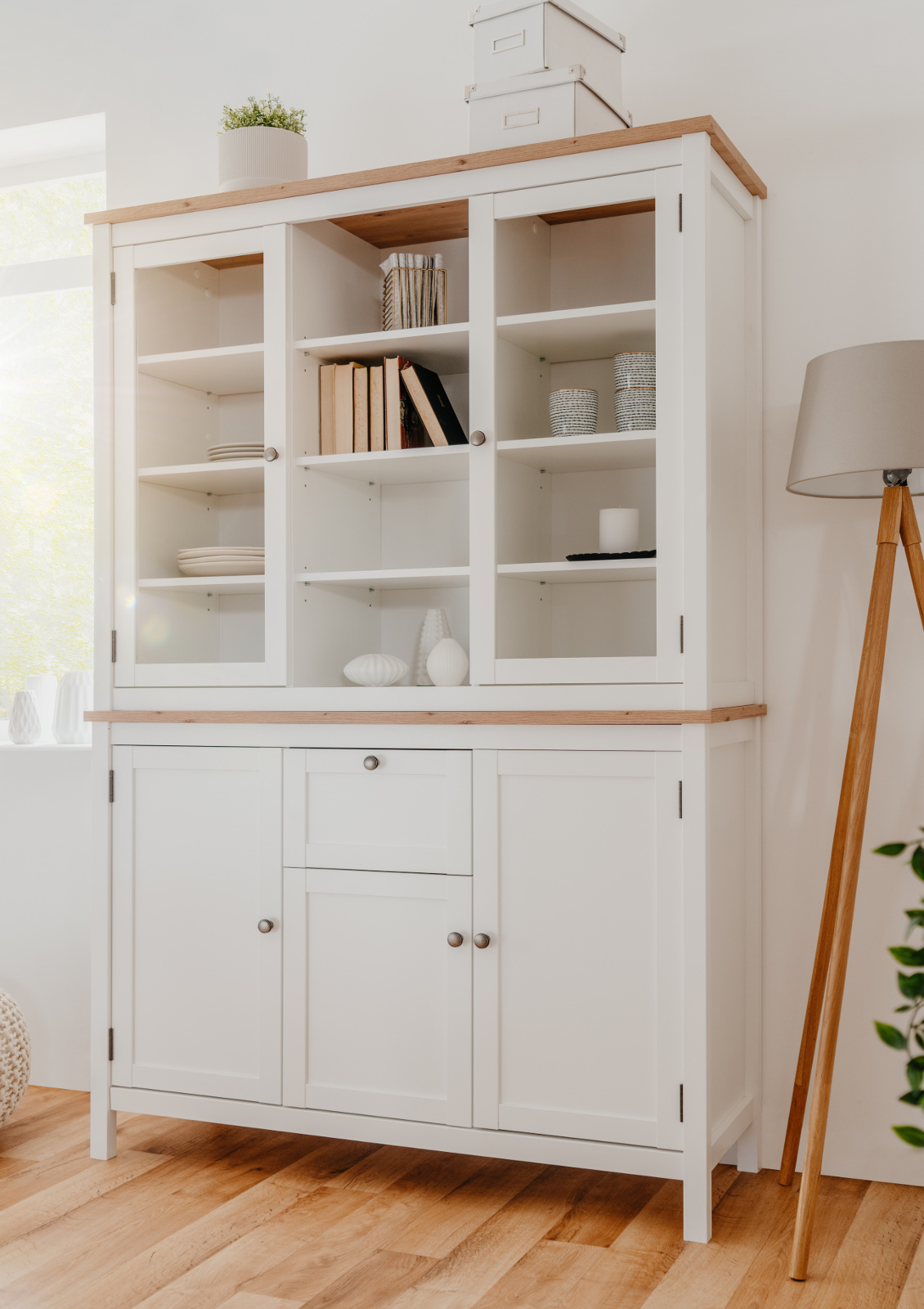 Buffetschrank "Bergen" weiß und Eiche 120 x 190 cm