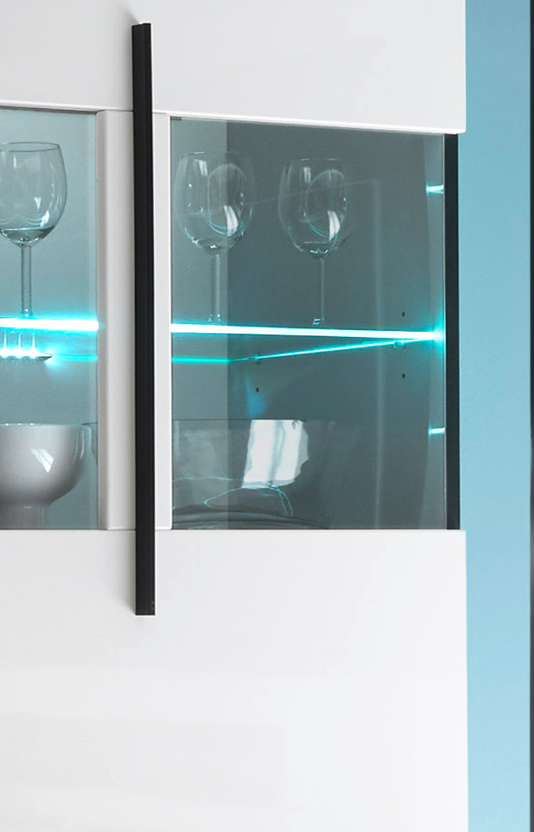 Vitrine "Design-D" in Hochglanz weiß 60 x 200 cm