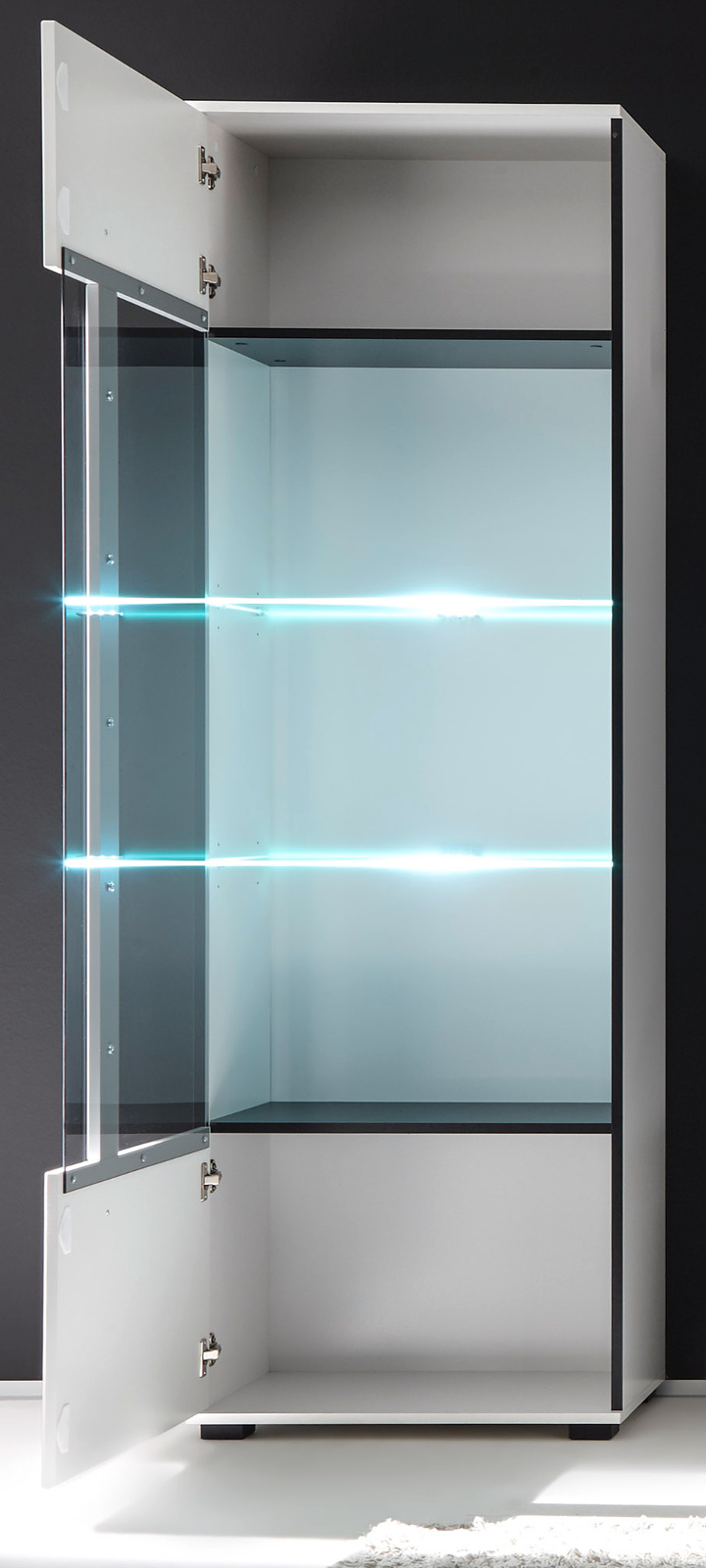 Vitrine "Design-D" in Hochglanz weiß 60 x 200 cm