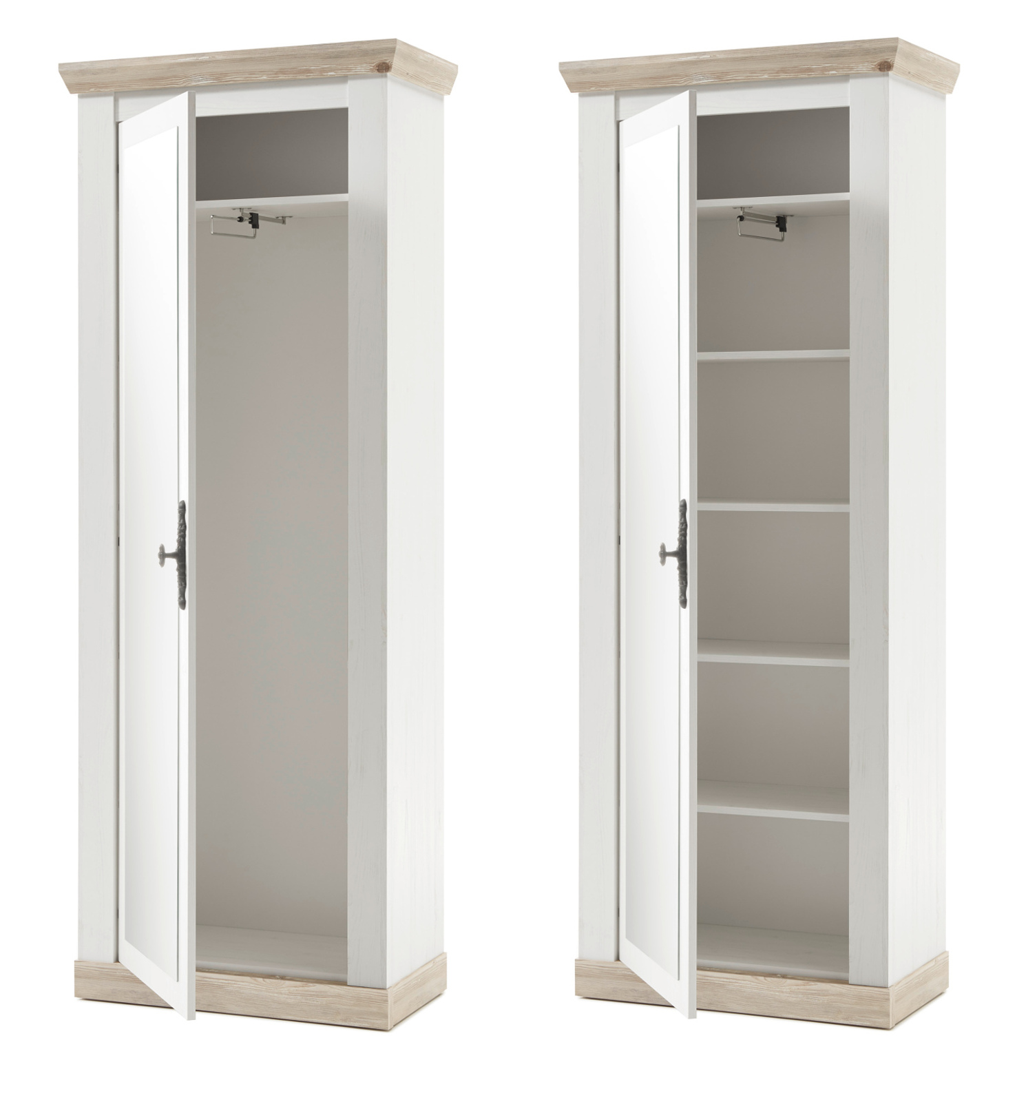 Garderobenschrank "Rovola" in Pinie weiß 73 x 201 cm
