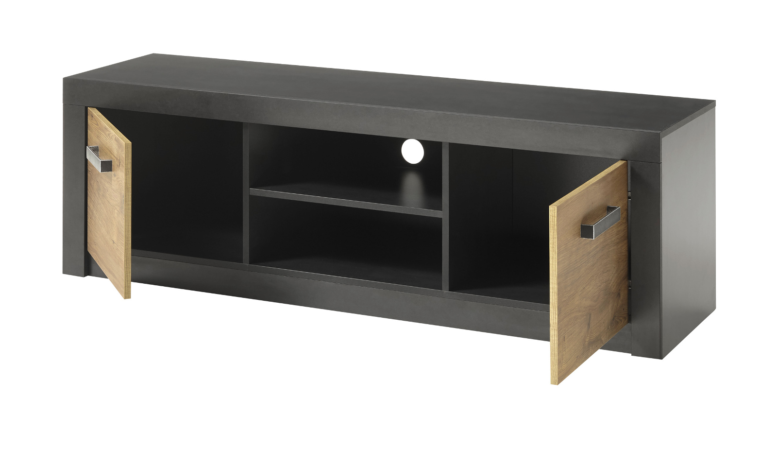 Wohnwand "Beveren" in Kastanie und Fresco grau 265 cm