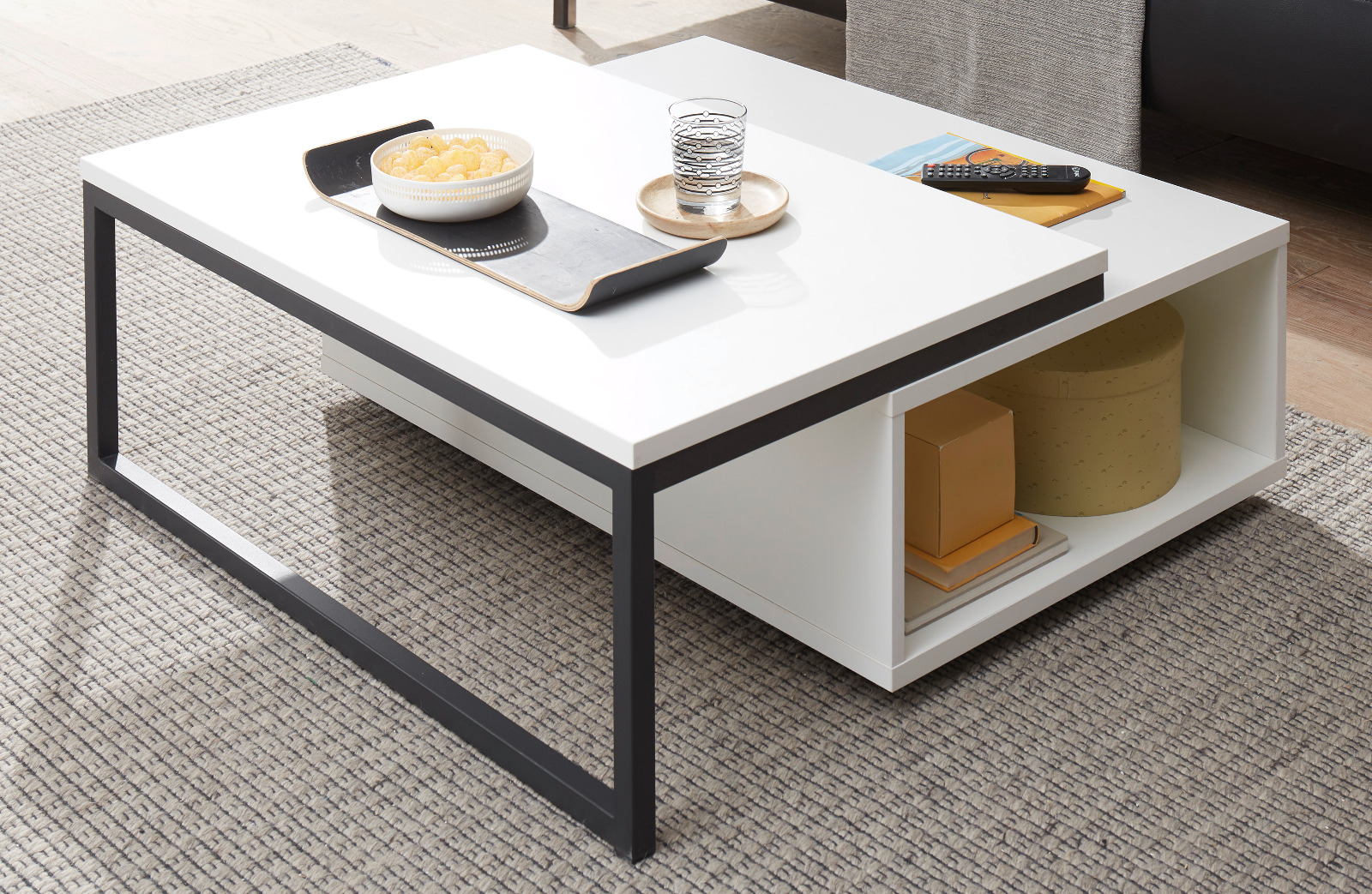 Couchtisch Design M In Weiss Matt Schwarz 90 X 90 Cm
