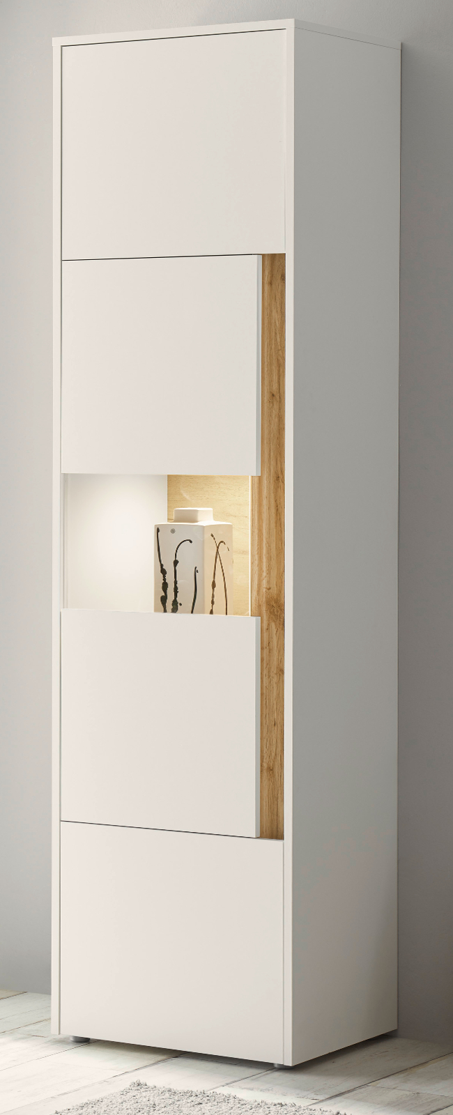 Vitrine Vitrinenschrank weiß Eiche Wohnzimmer Esszimmer Schrank 50 x 197 Center