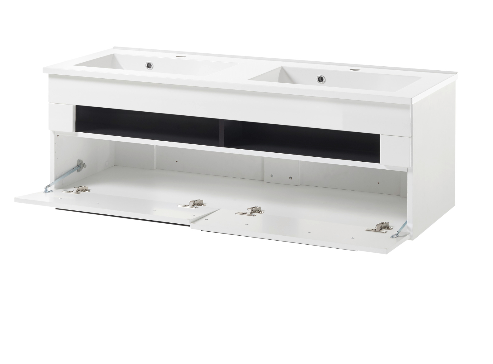 Doppelwaschtisch "Design-D" in Hochglanz weiß 120 cm