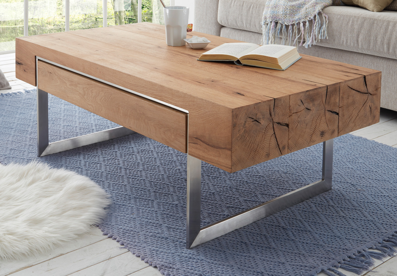 Couchtisch Wohnzimmertisch Holz 110cm Akazie Echtholz Furnier Sofatisch STEAM Couchtisch Wohnzimmertisch Holz 110cm Akazie Echtholz Furnier Sofatisch STEAM