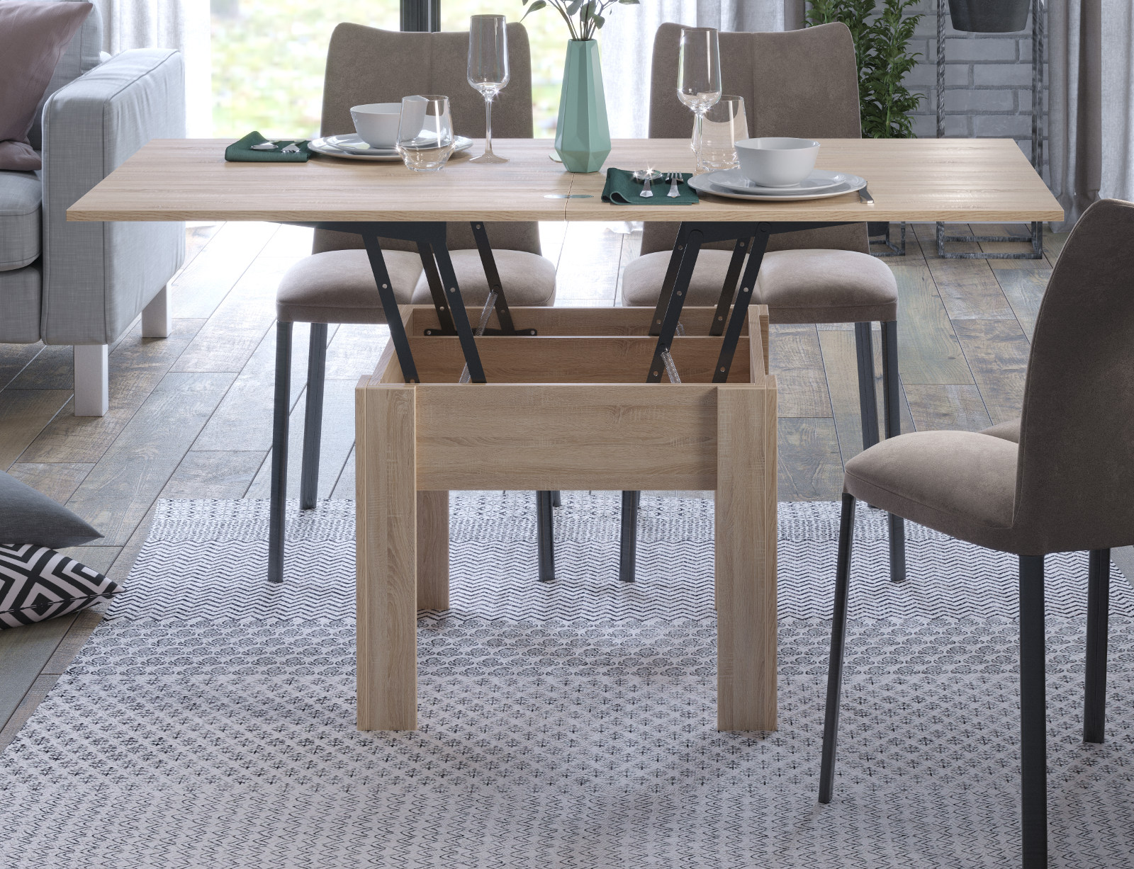 Couchtisch / Esstisch "Flipp" Sonoma Eiche 70 140 cm