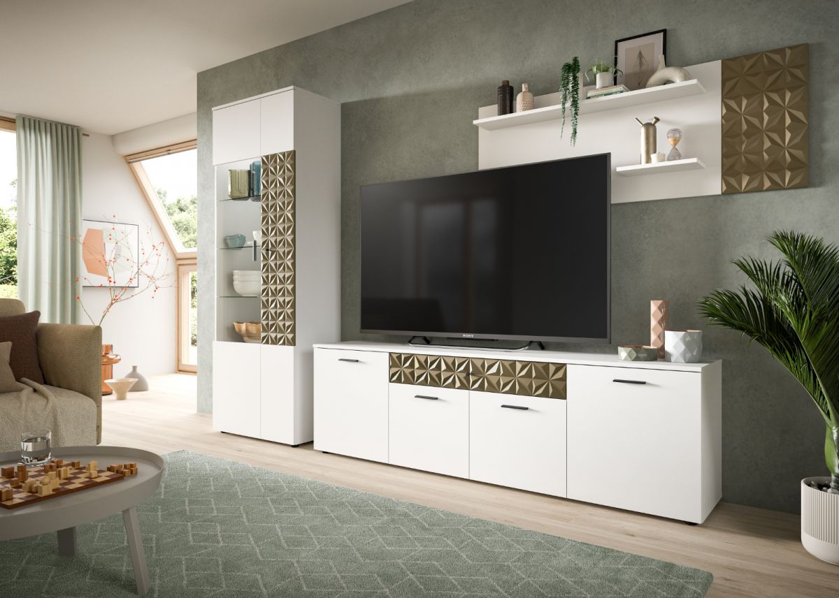 Tv Board Weiss Gold