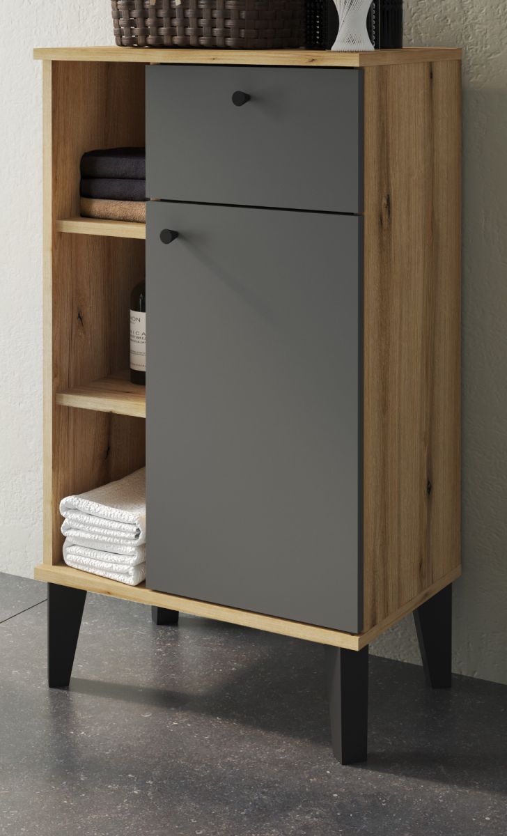 Furn.Design Badezimmer Kommode Torsby In Grau Und Eiche 51 X 90 Cm