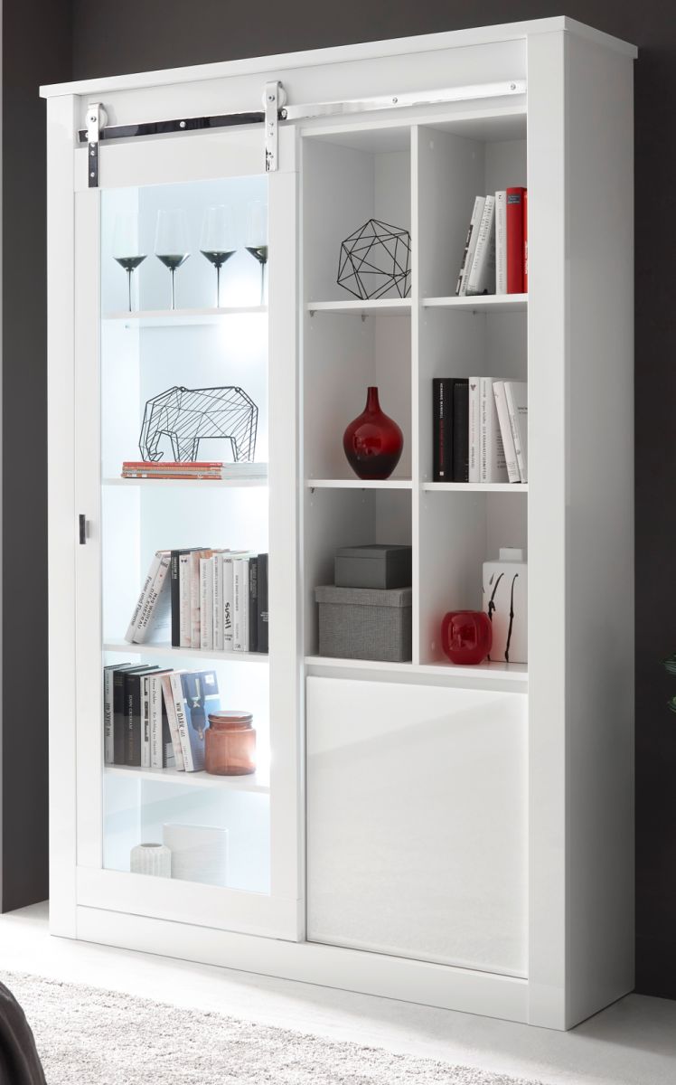 Furn.Design Vitrine Miami In Weiß Hochglanz 133 X 201 Cm