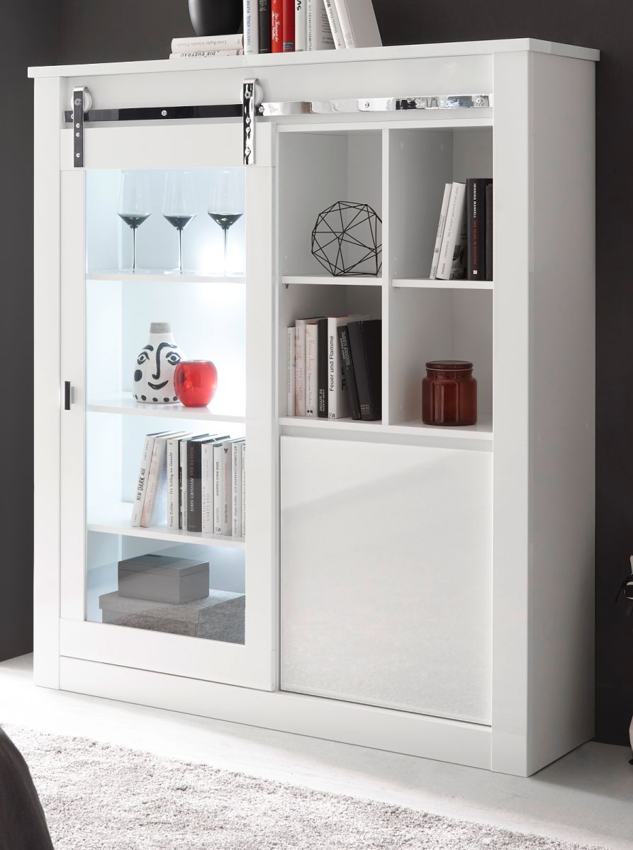 Furn.Design Vitrine Miami In Weiß Hochglanz 133 X 153 Cm