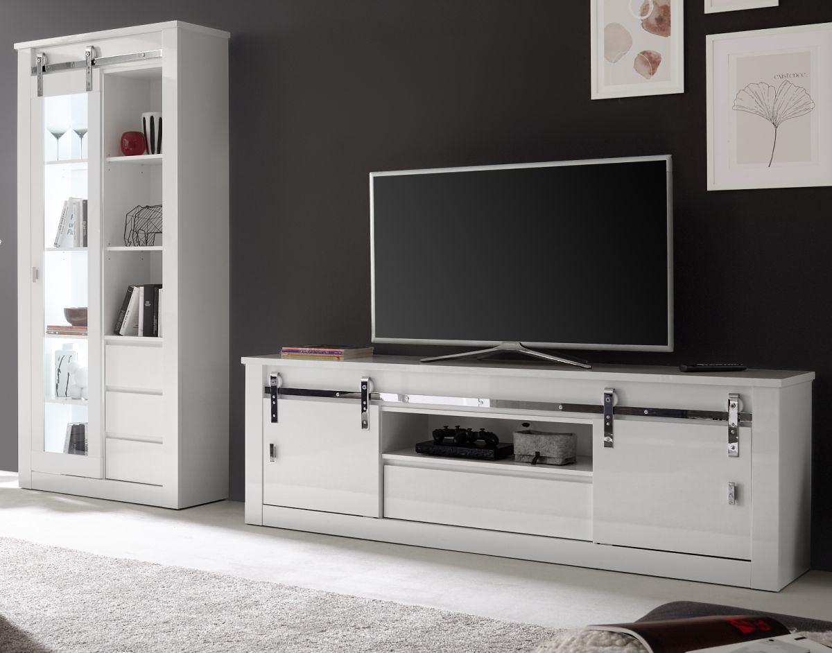 Furn.Design Wohnwand Miami In Weiß Hochglanz 309 Cm