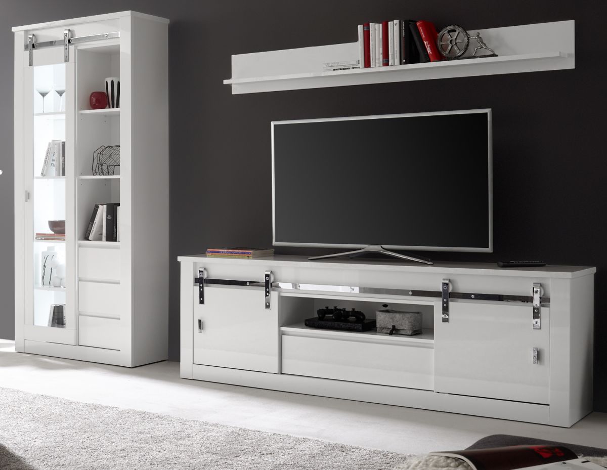 Furn.Design Wohnwand Miami In Weiß Hochglanz 309 Cm