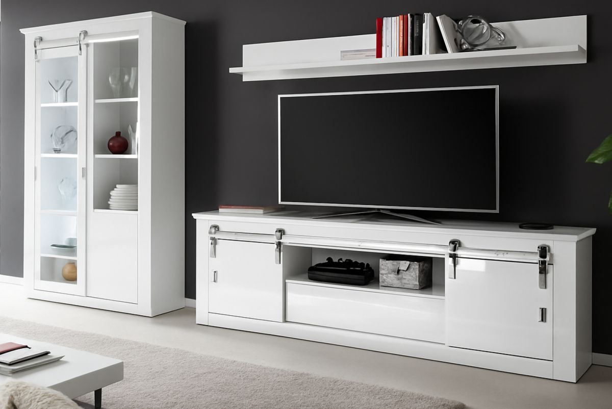 Furn.Design Wohnwand Miami In Weiß Hochglanz 349 Cm