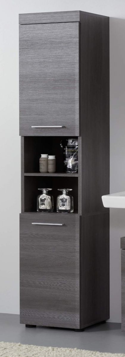trendteam Badezimmer Hochschrank Runner Sardegna Grau Rauchsilber 30 X 190 Cm