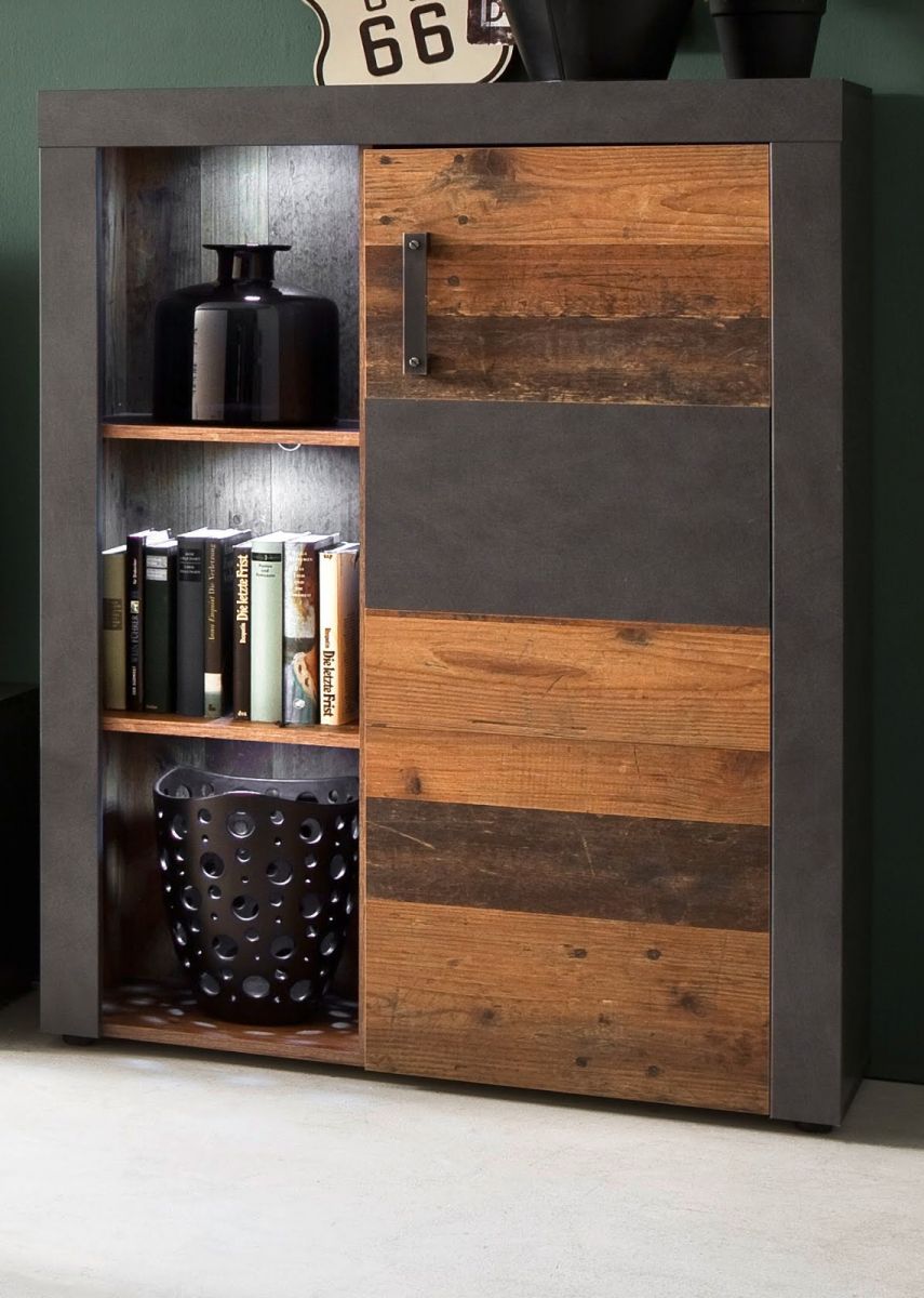 trendteam Highboard Indy In Shabby Und Matera Grau 87 Cm