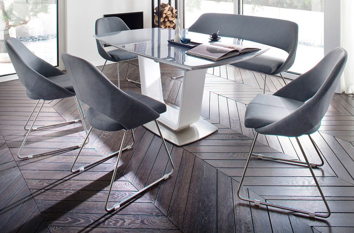 MCA Furniture Esstisch Xander Hochglanz weiß Lack und grau 180 cm