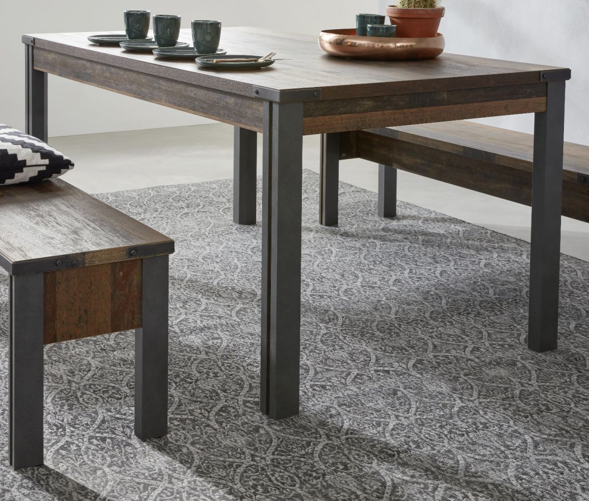 trendteam Esstisch Prime in Used Wood Shabby und Matera grau 160 cm