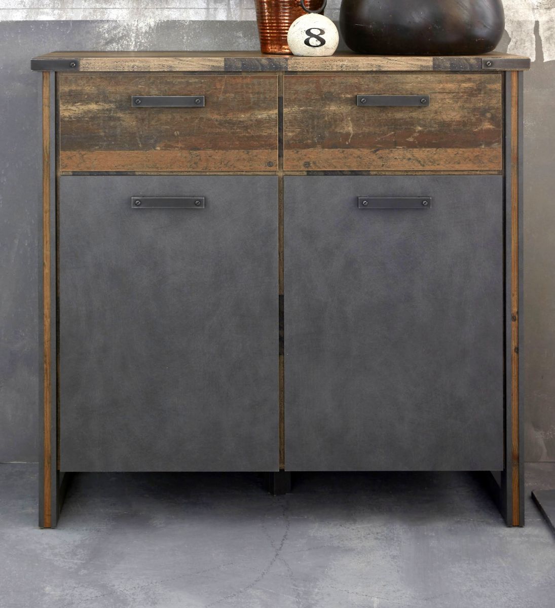 trendteam Kommode Prime In Used Wood Shabby Und Matera Grau 119 Cm