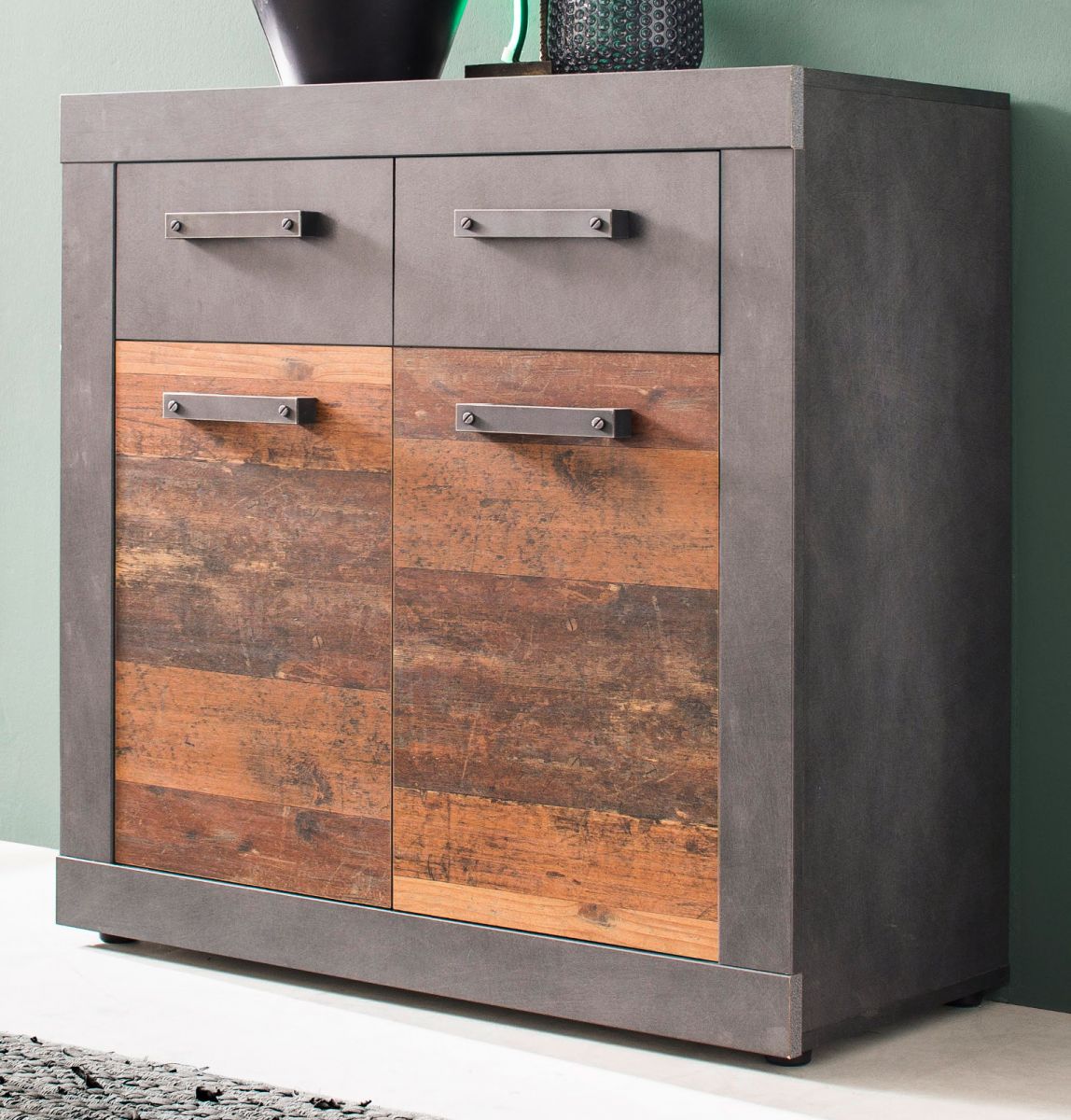 trendteam Kommode Indy In Used Wood Shabby Und Matera Grau 117 Cm