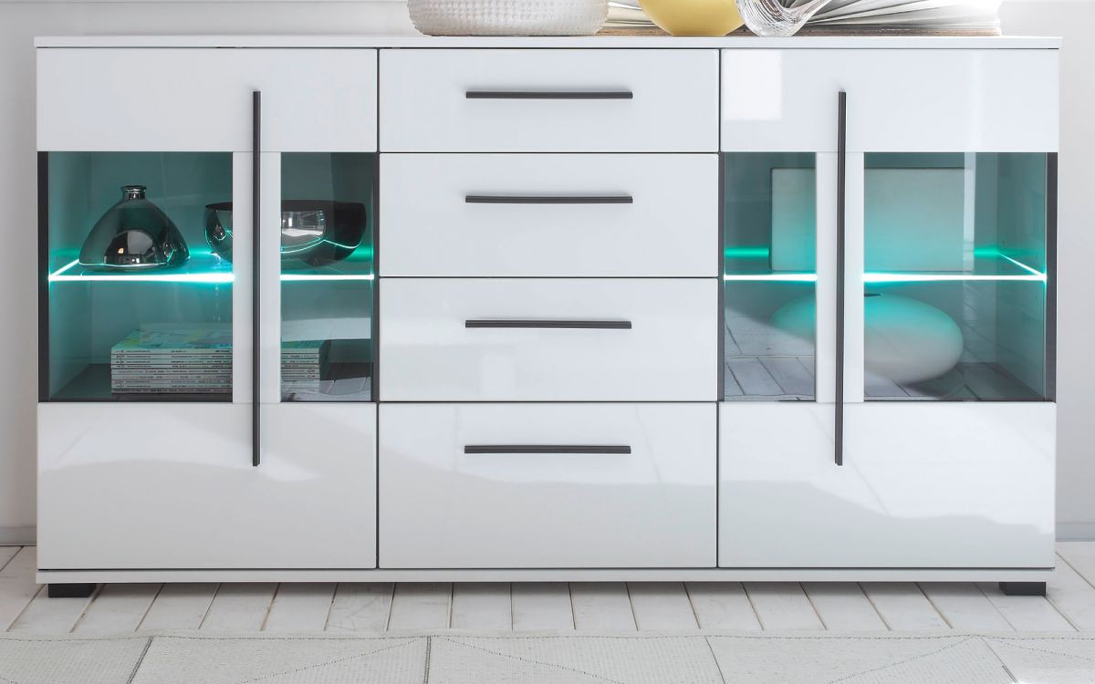 Sideboard "Design-D" weiß Hochglanz 150 x 86 cm