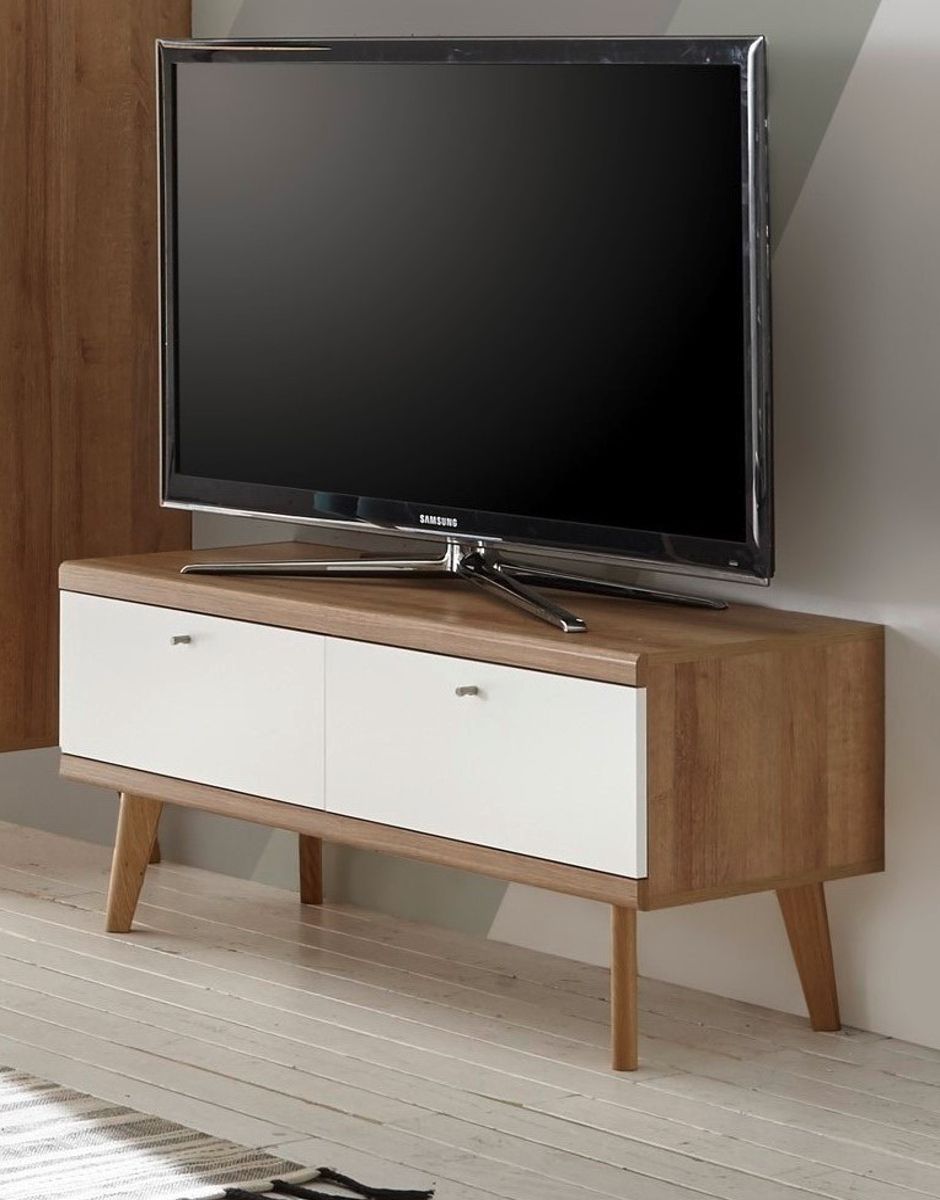 Furn.Design TV-Lowboard Helge in weiß und Eiche Riviera 107 x 50 cm I-8VWMME31