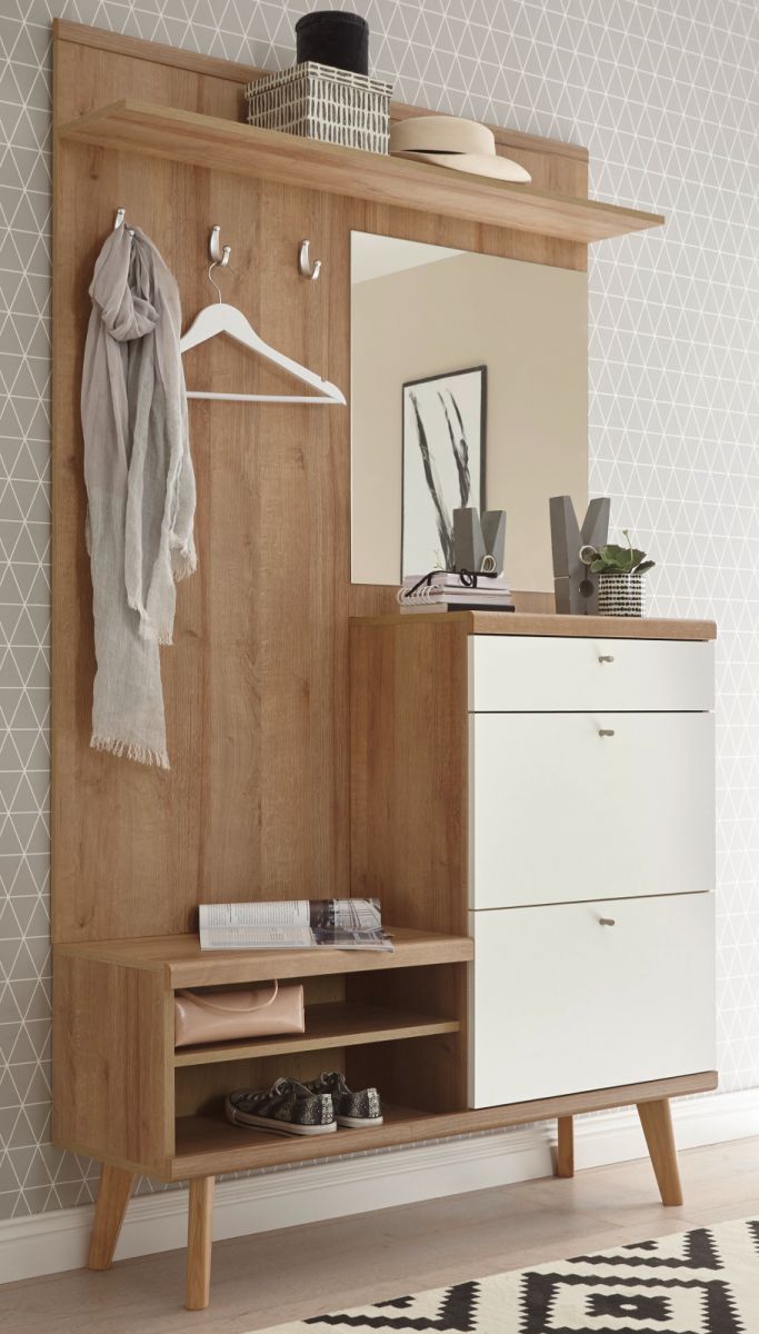 Furn.Design Garderobe Helge in weiß und Eiche Riviera 110 x 200 cm I-8VWMME79