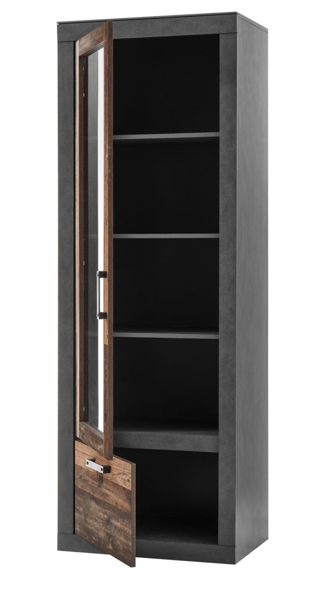 Wohnwand Schrankwand Grau Eche Anbauwand Mt Soft-Close Landhaus