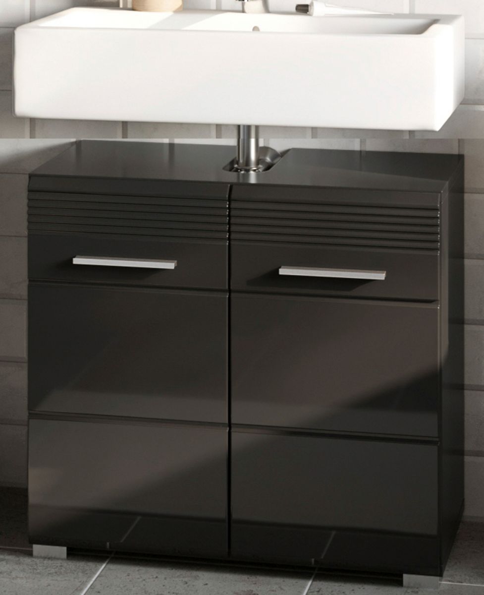 Inn.Furn Waschbeckenunterschrank Leon In Schwarz Hochglanz 60 Cm