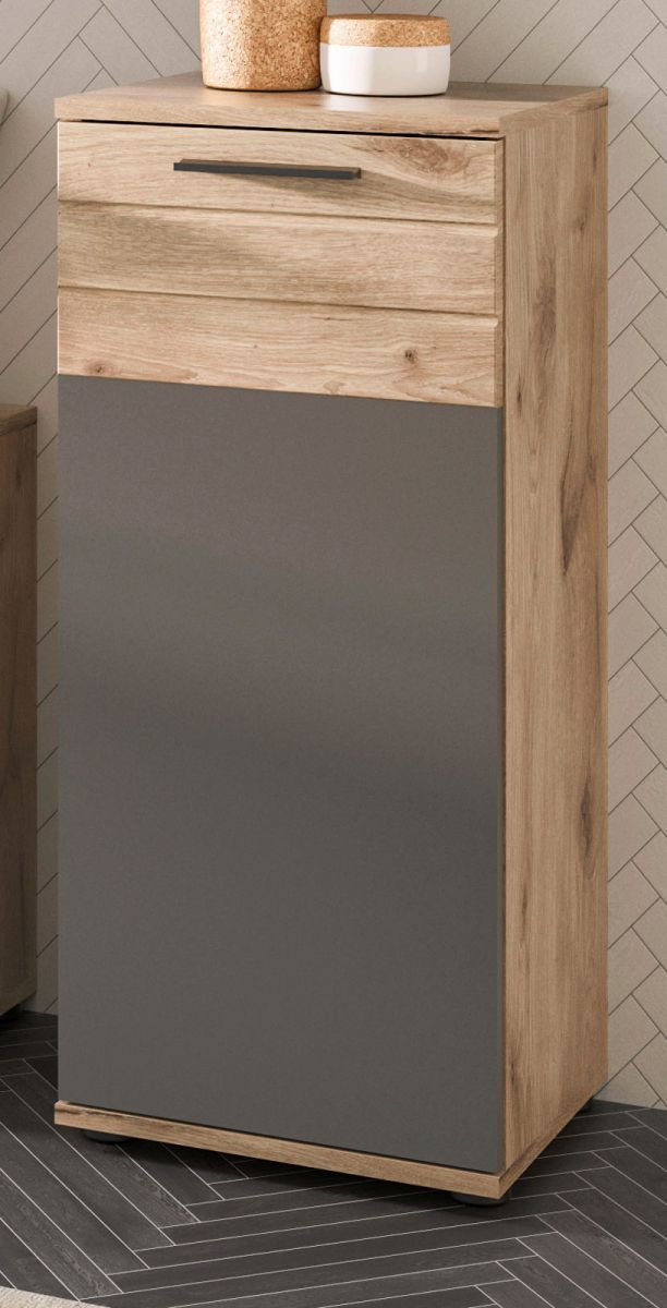 Inn.Furn Badezimmer Unterschrank Tomaso In Eiche Und Grau 37 X 87 Cm