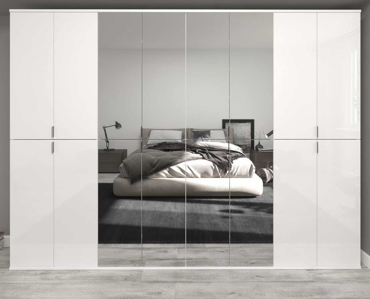 Kleiderschrank "SystemX" in weiß Hochglanz 244 x 193 cm