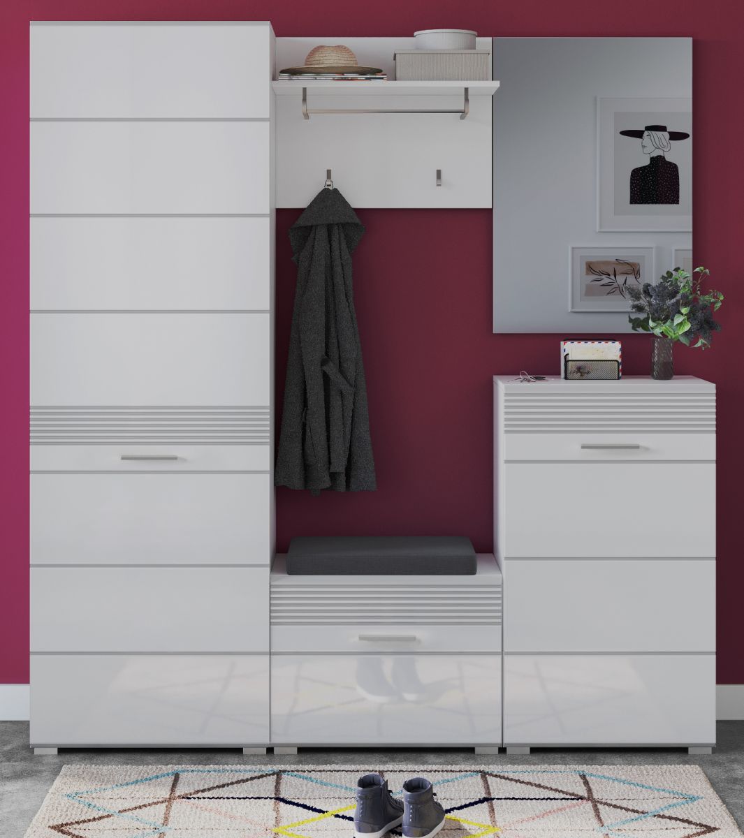 Garderoben Set "Linus" in weiß Hochglanz 170 cm
