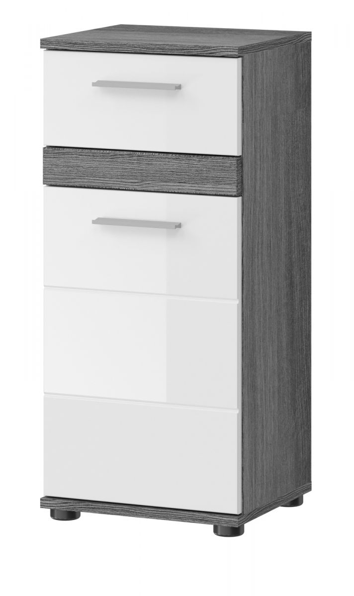 Inn.Furn Badezimmer Kommode Bailey In Weiß Hochglanz Und Grau 35 X 79 Cm