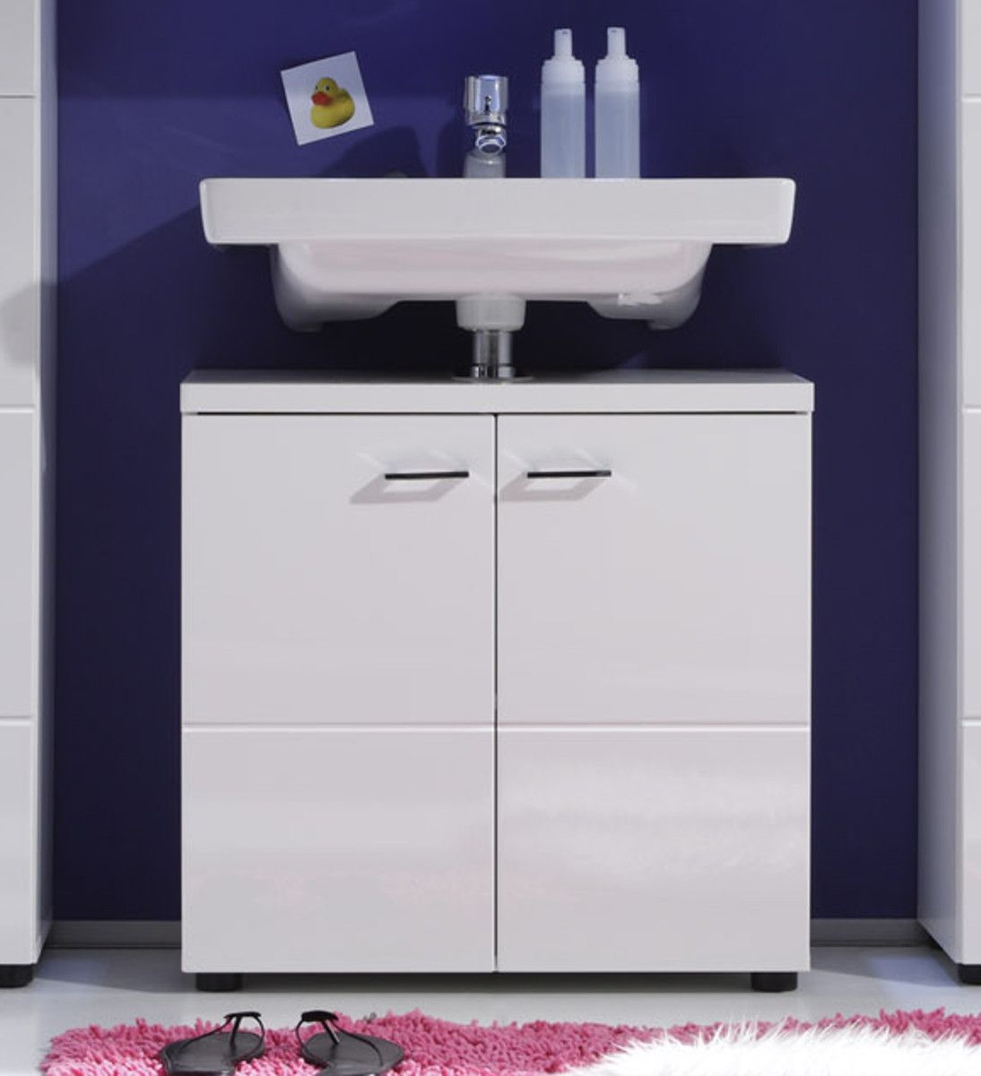 Waschbeckenunterschrank in weiß Hochglanz Bad Möbel Unterschrank