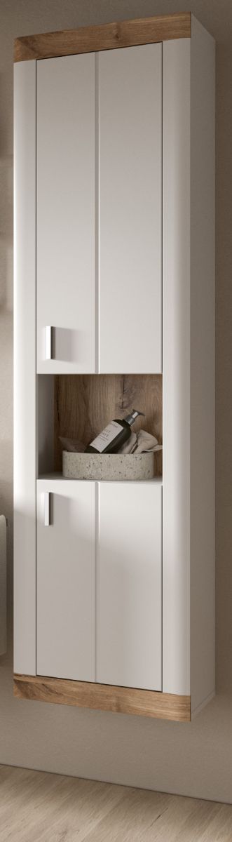 Inn.Furn Badezimmer Hochschrank Sopela In Weiß Und Eiche 45 X 172 Cm
