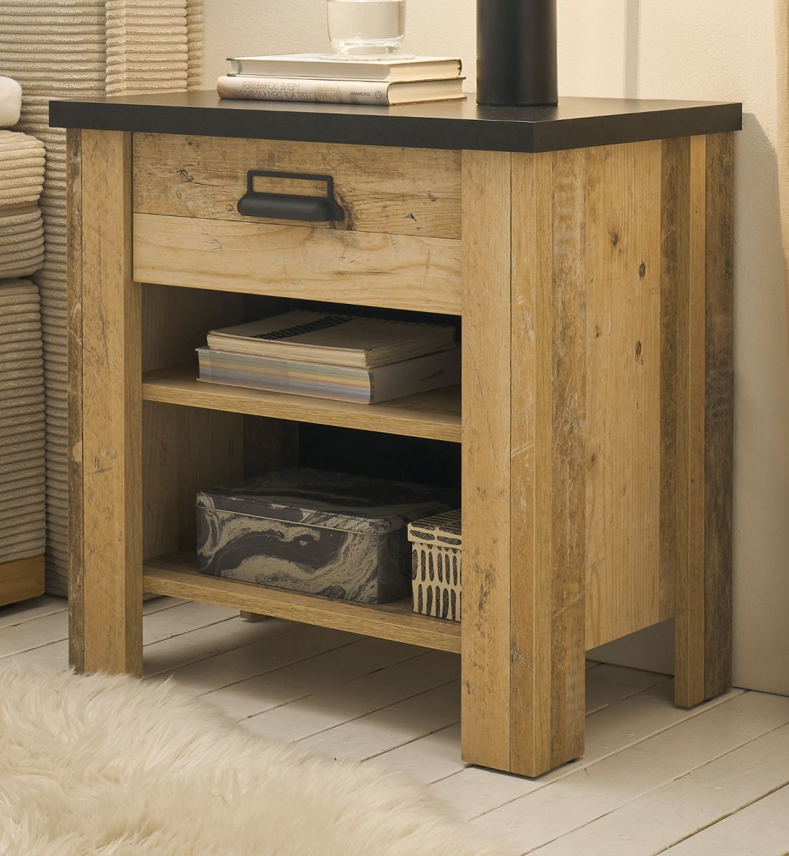 Furn.Design Nachttisch Stove In Used Wood Hell 60 X 61 Cm