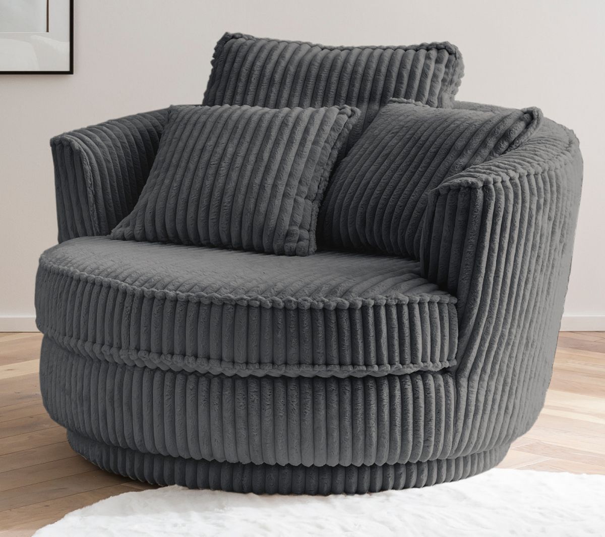 Drehsessel in grau MegaCord 360° 120 x 120 cm