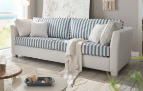 Sofa Hooge in creme und blau Landhaus Wohnzimmer Couch 2,5-Sitzer 200 cm Sofa Hooge in creme und blau Landhaus Wohnzimmer Couch 2,5-Sitzer 200 cm
