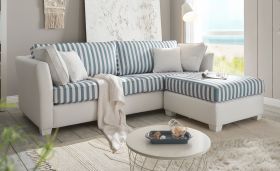 Sofa Set Hooge in creme und blau Landhaus Wohnzimmer Couch 3-Sitzer inklusive Hocker Sofa Set Hooge in creme und blau Landhaus Wohnzimmer Couch 3-Sitzer inklusive Hocker