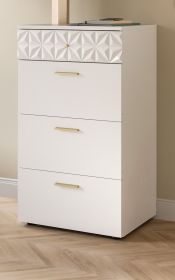 Kommode Relief in weiß Hochglanz mit 3-D Struktur Schubladenkommode 53 x 92 cm Kommode Relief in weiß Hochglanz mit 3-D Struktur Schubladenkommode 53 x 92 cm